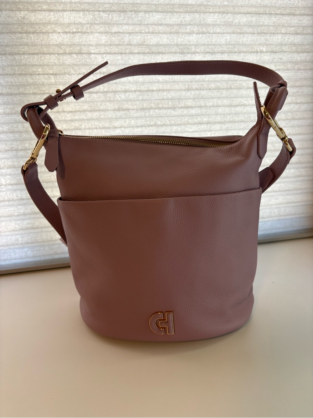 Cole Hann Blush Pink Pebbled Leather Shoulder Bag NWOT - Picture 2 of 9